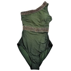 TALISEA Olive Green Ribbed Sparkle One
Piece Swim- medium- NWOT